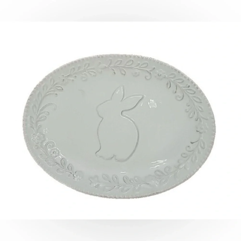 NWT Pier 1 imports THE BUNNY OVAL SERVING PLATTER 11”x15”  Porcelain easter
